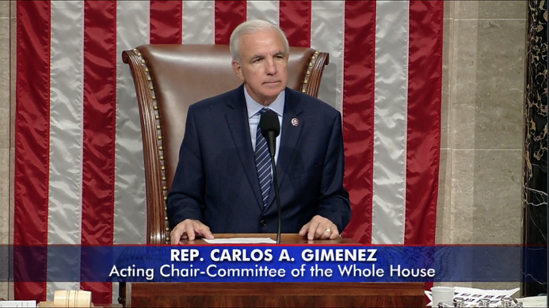 CONGRESSMAN CARLOS GIMENEZ PRESIDES OVER HOUSE FLOOR FOR FIRST TIME